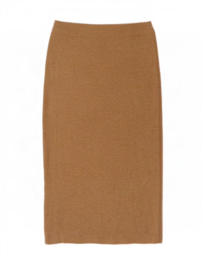 Zara Mujer Falda Midi De Punto Pequeña W26 Poliéster Beige