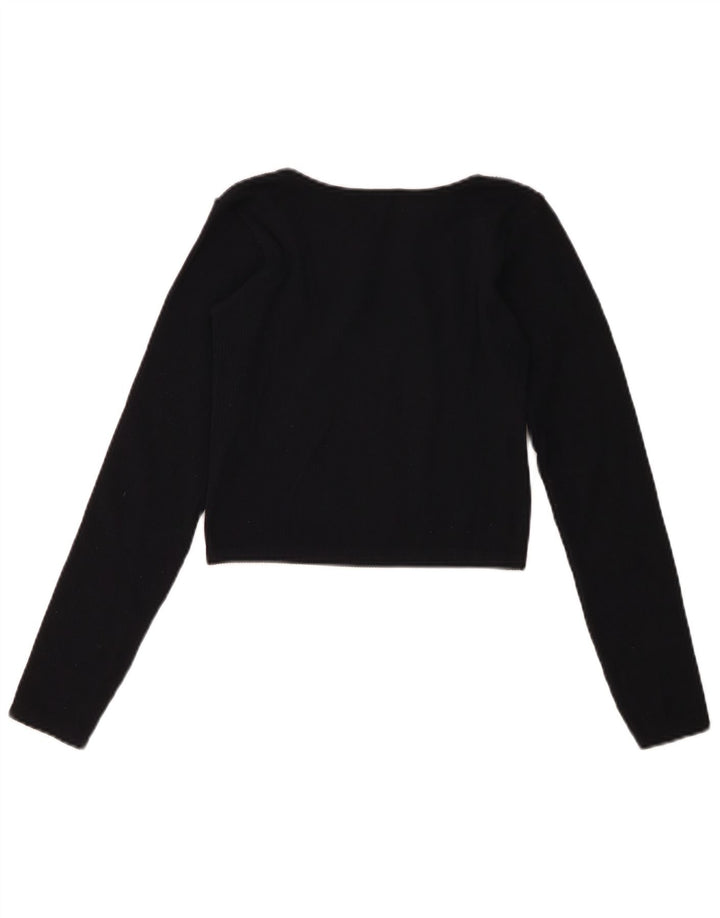 Zara Top corto de manga larga para mujer UK 46 Large Azul marino