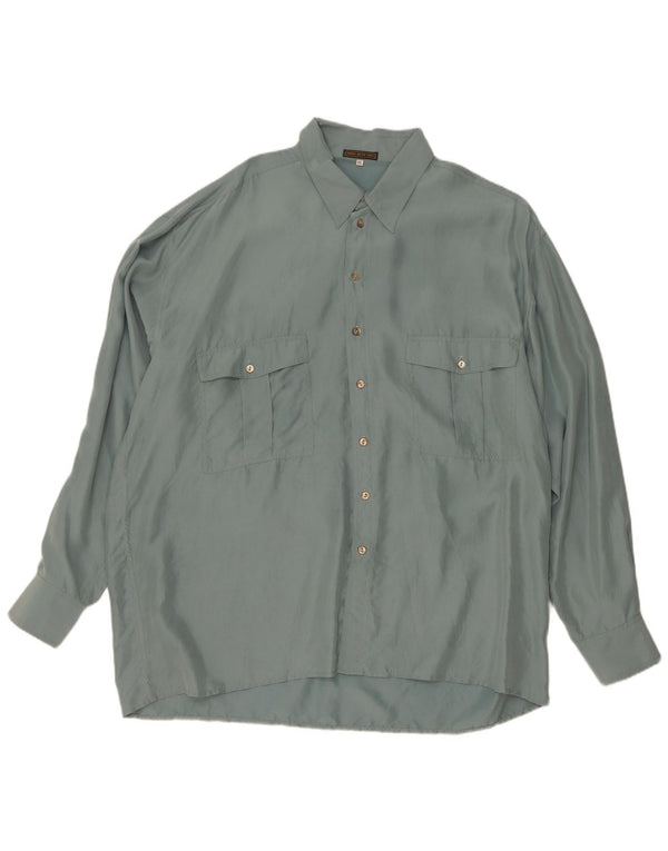 Camisa Vintage Hombre XL Seda Verde