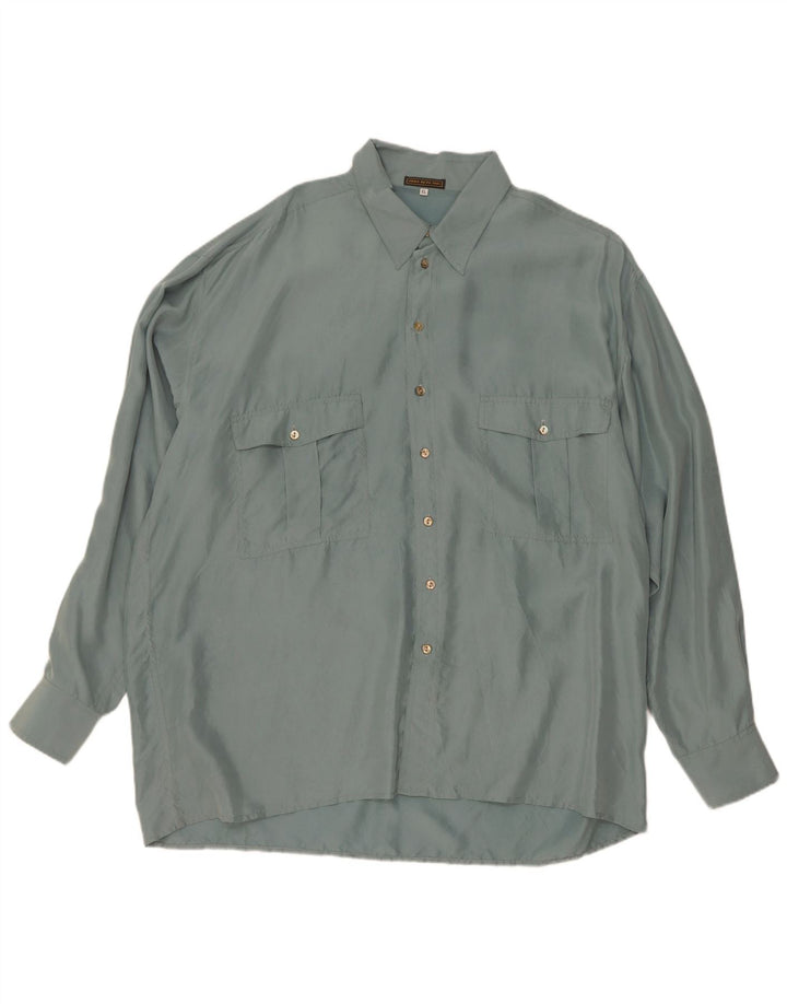 Camisa Vintage Hombre XL Seda Verde
