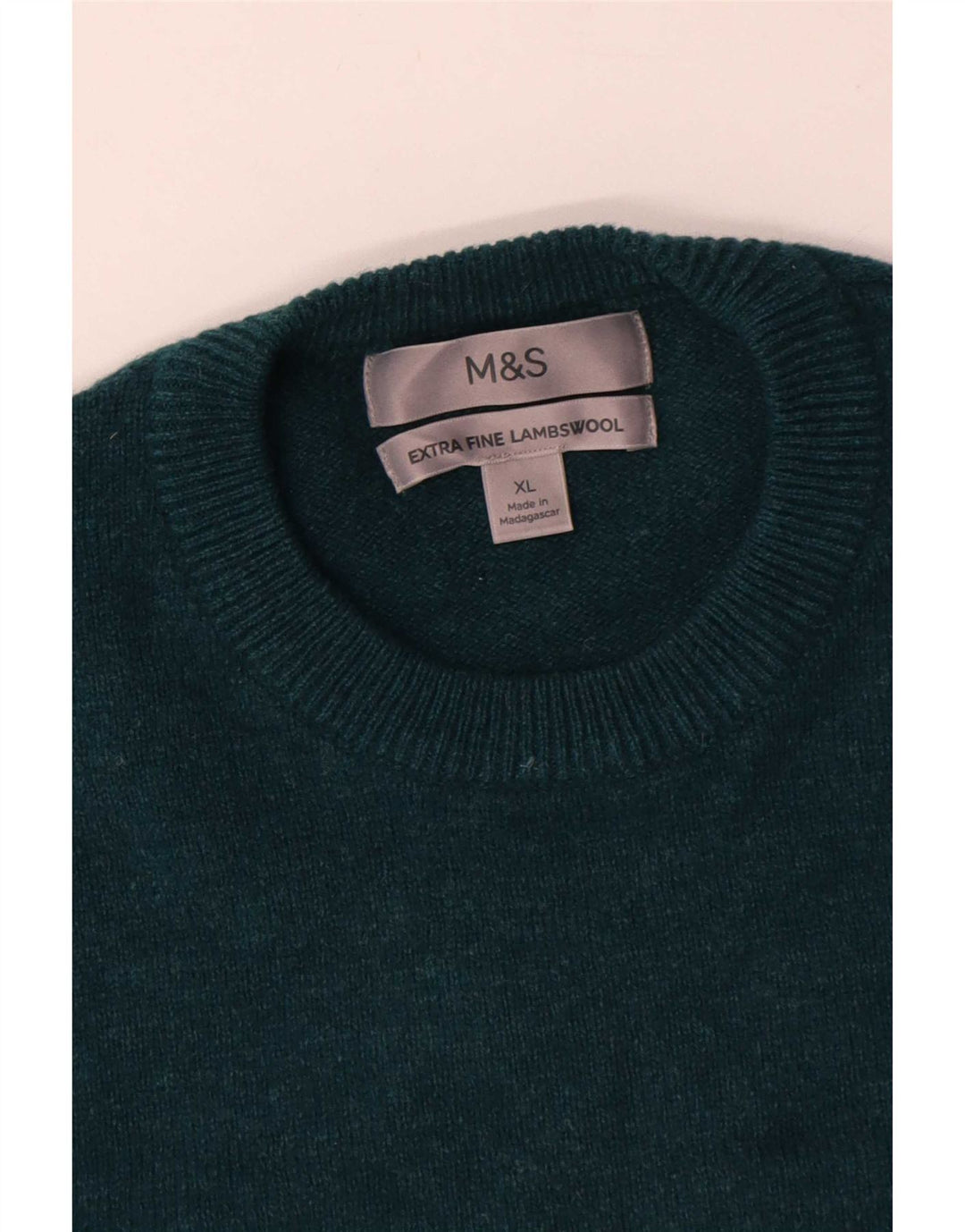 Marks & Spencer - Jersey de cuello redondo para hombre, talla XL, lana de cordero verde