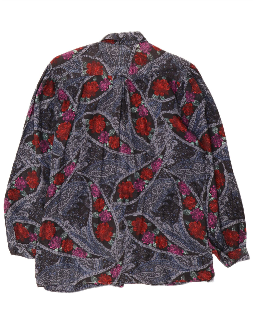 VINTAGE Camisa de Mujer Reino Unido 16 Grande Multicolor Floral
