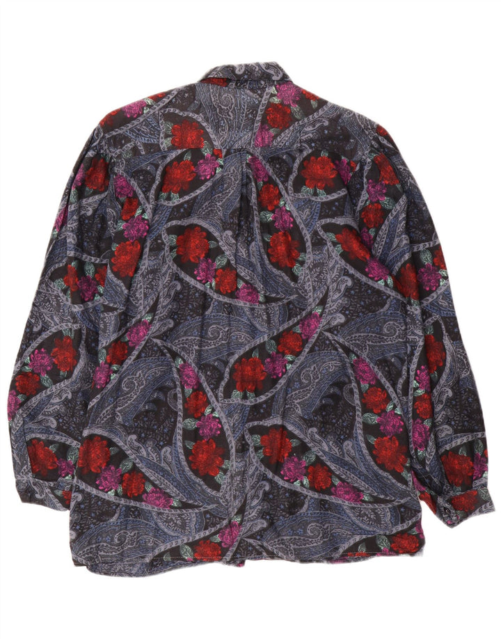 VINTAGE Camisa de Mujer Reino Unido 16 Grande Multicolor Floral