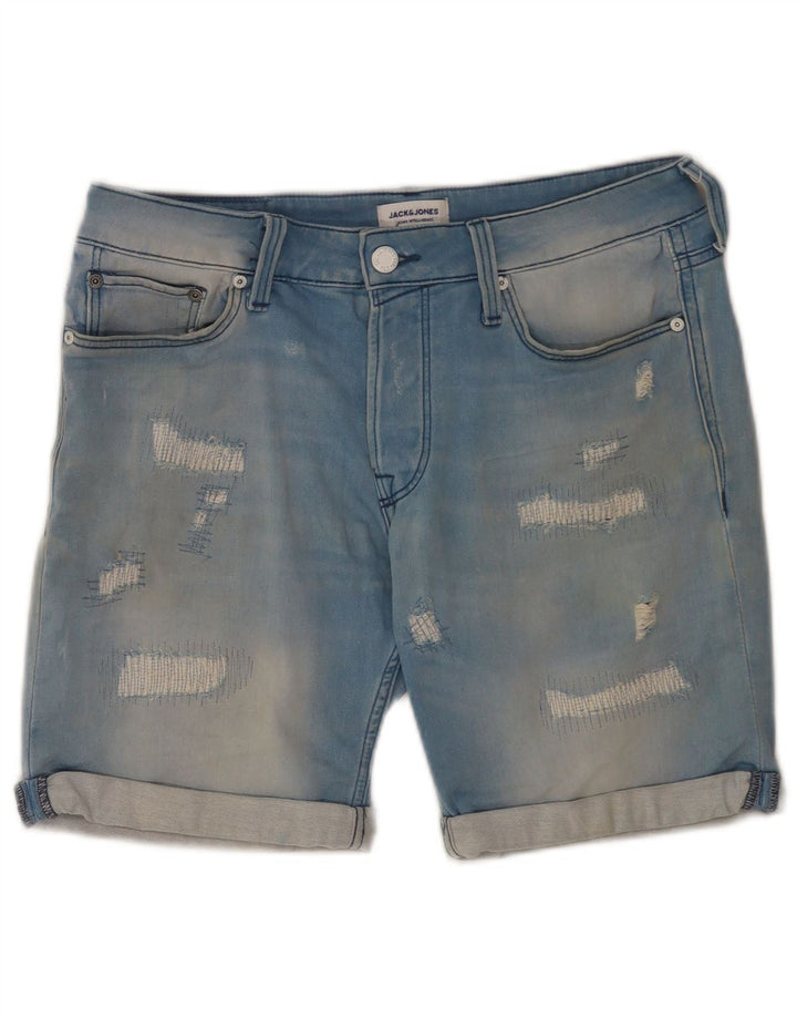 Jack & Jones Mens Shorts De Mezclilla Desgastados Pequeño W29 Algodón Azul