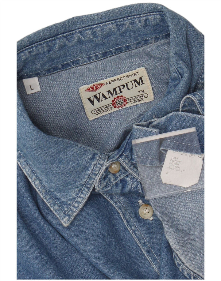 Wampum Camisa Vaquera Para Hombre Algodón Azul Grande