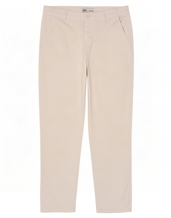 Zara Pantalón chino recto para mujer EU 36 Small W26 L26 Algodón blanco