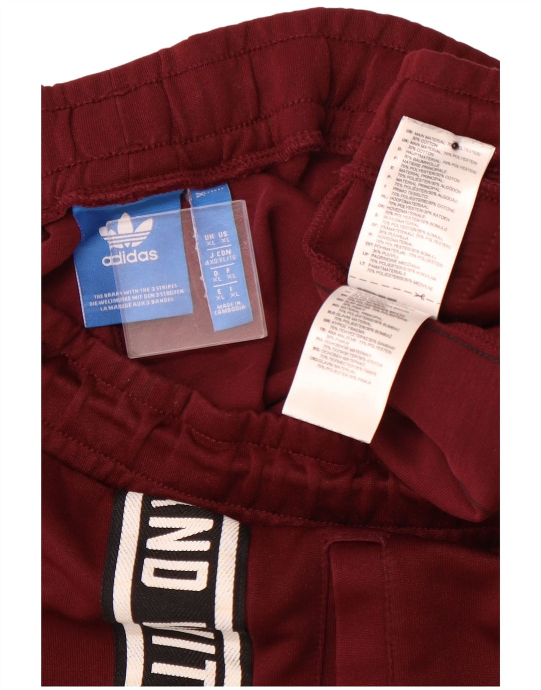 ADIDAS Pantalón de chándal gráfico para hombre XL Poliéster color block burdeos