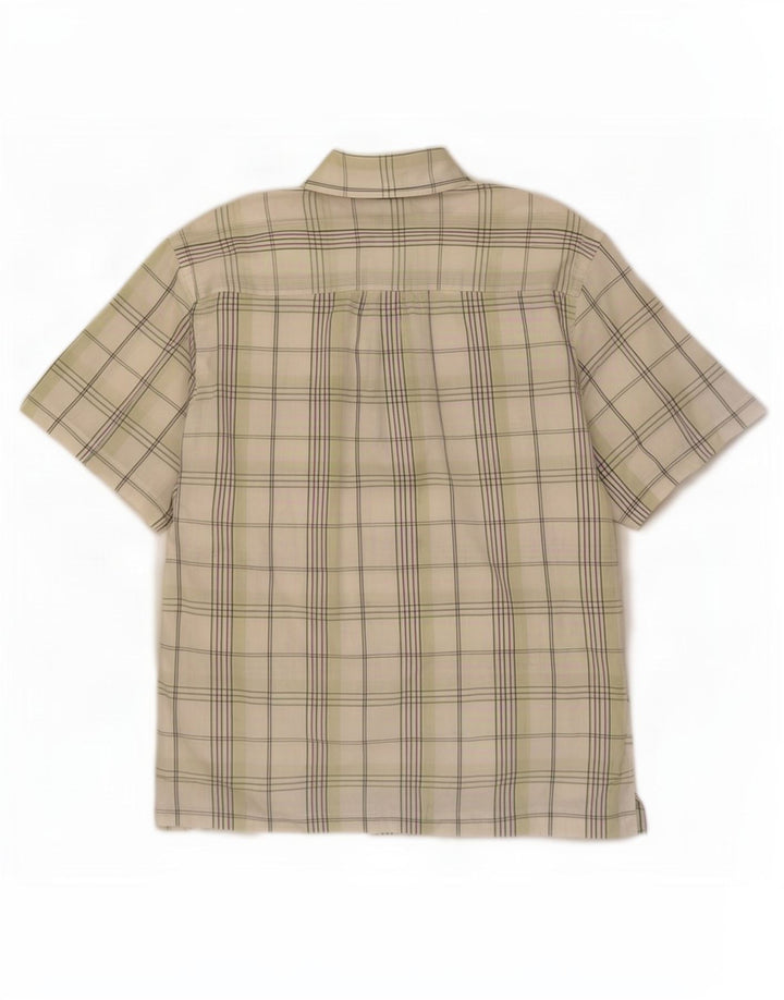 Ben Sherman Camisa de manga corta para hombre de algodón a cuadros verdes grandes
