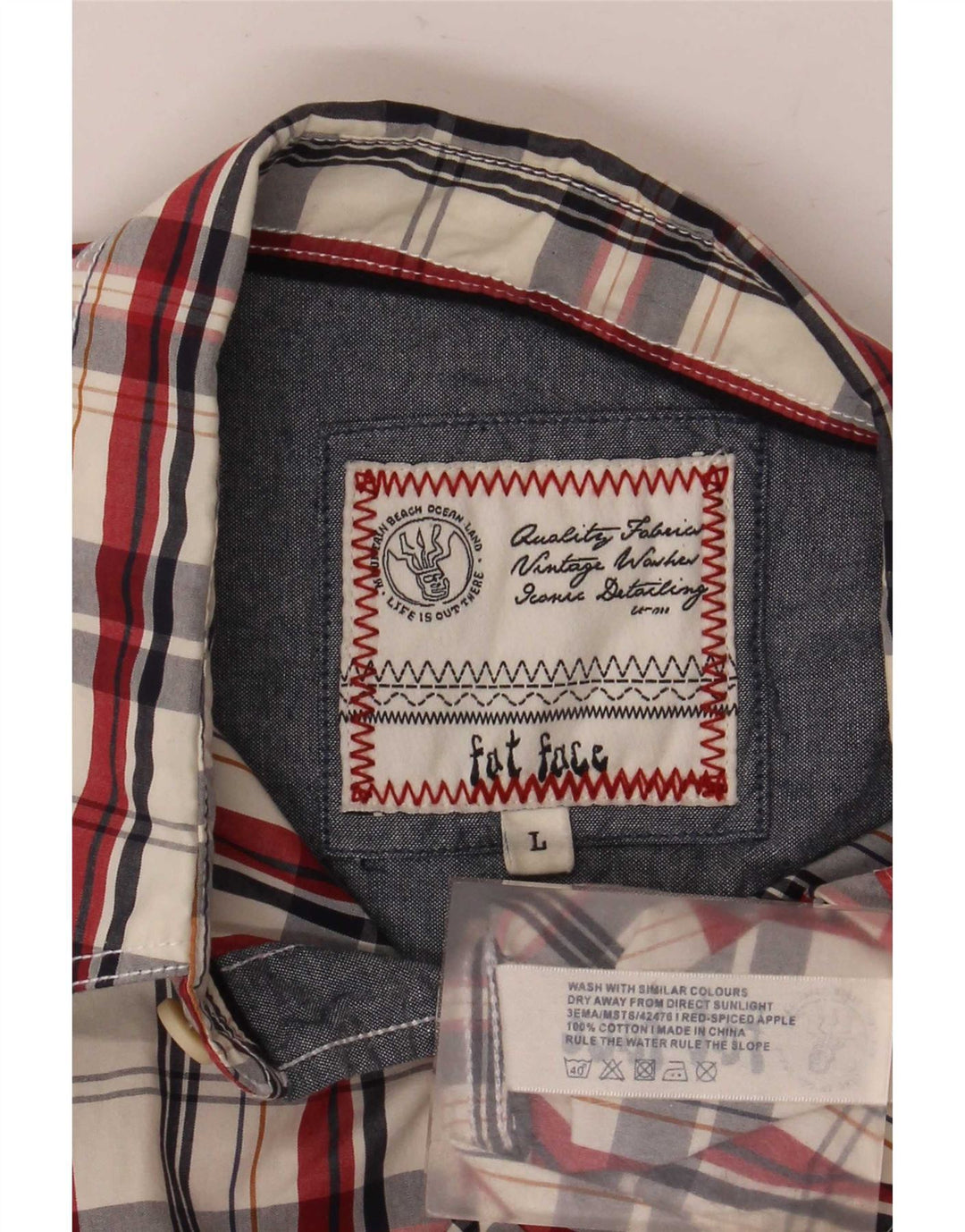 Camisa de manga corta para hombre Fat Face de algodón con cuadros multicolores grandes
