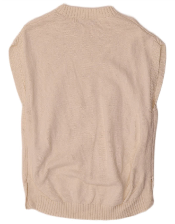 Marks & Spencer - Camiseta sin mangas para hombre, talla mediana, color blanco roto, algodón Argyle/Diamond