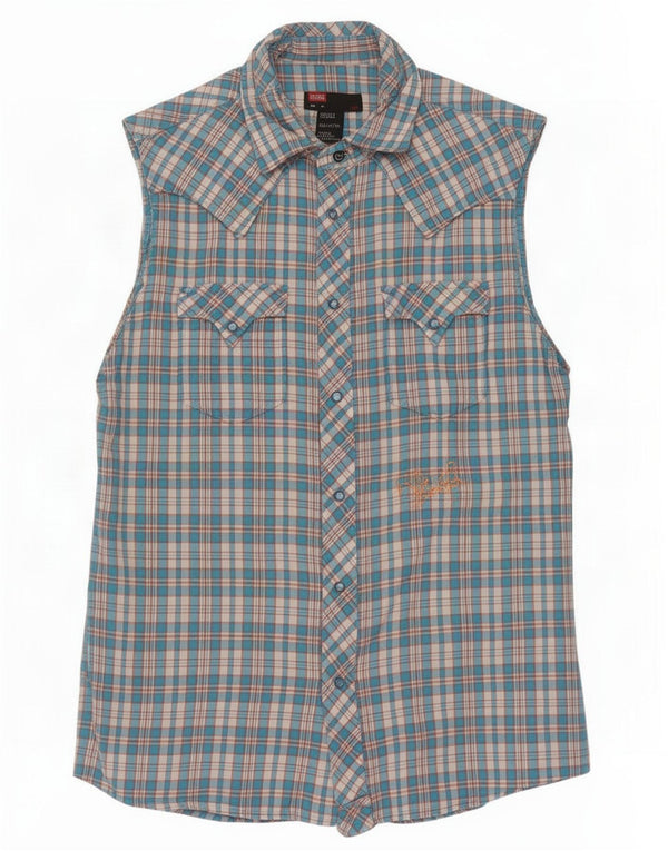 Diesel Hombre Camisa Sin Mangas Con Estampado De Algodón A Cuadros Azul Medio