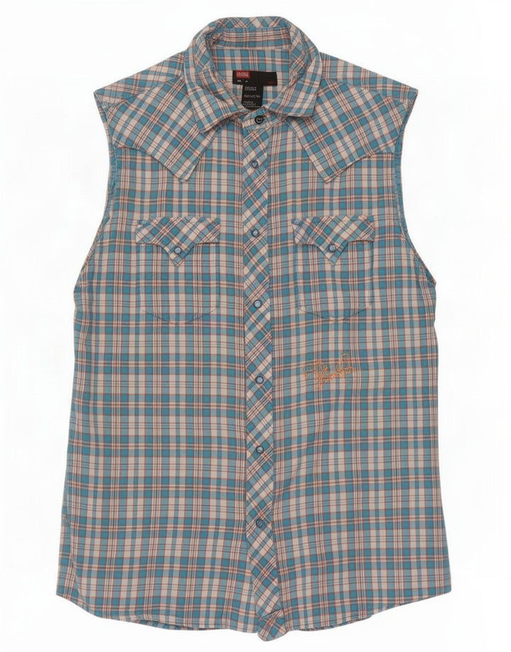 Diesel Hombre Camisa Sin Mangas Con Estampado De Algodón A Cuadros Azul Medio