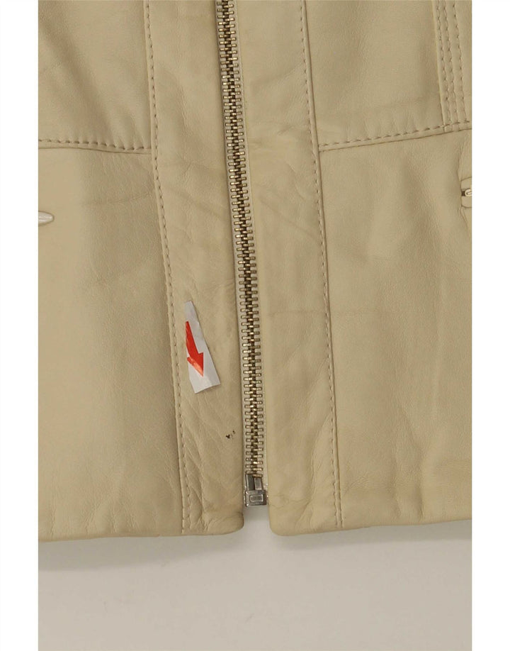 Chaqueta de cuero vintage para mujer IT 42 Cuero beige medio