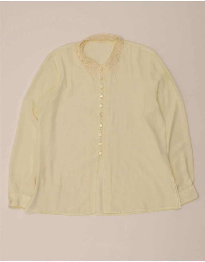 VINTAGE Womens Shirt Blouse UK 16 Large Yellow Polyester Vintage Vintage and Second-Hand Vintage from Messina Hembry 