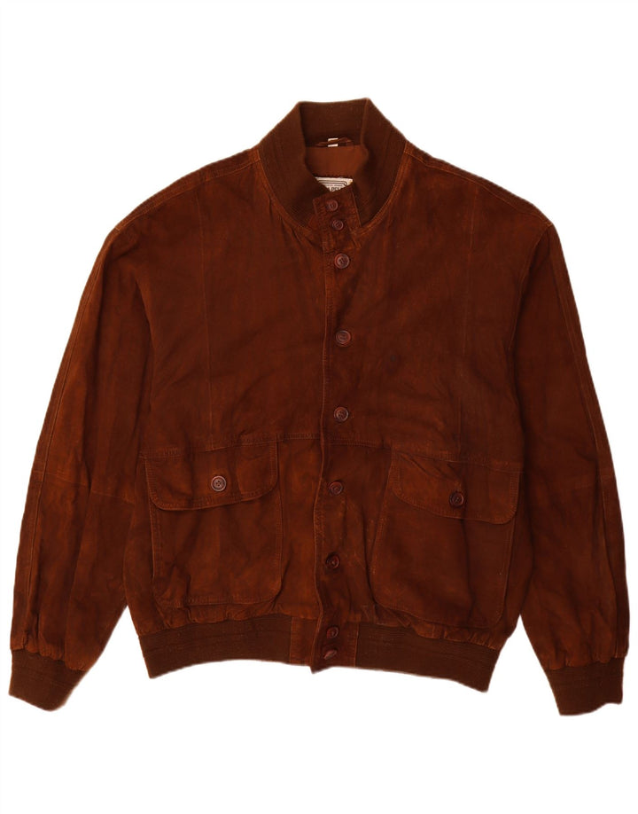 Vintage hombres ante bomber chaqueta IT 56 3XL cuero marrón