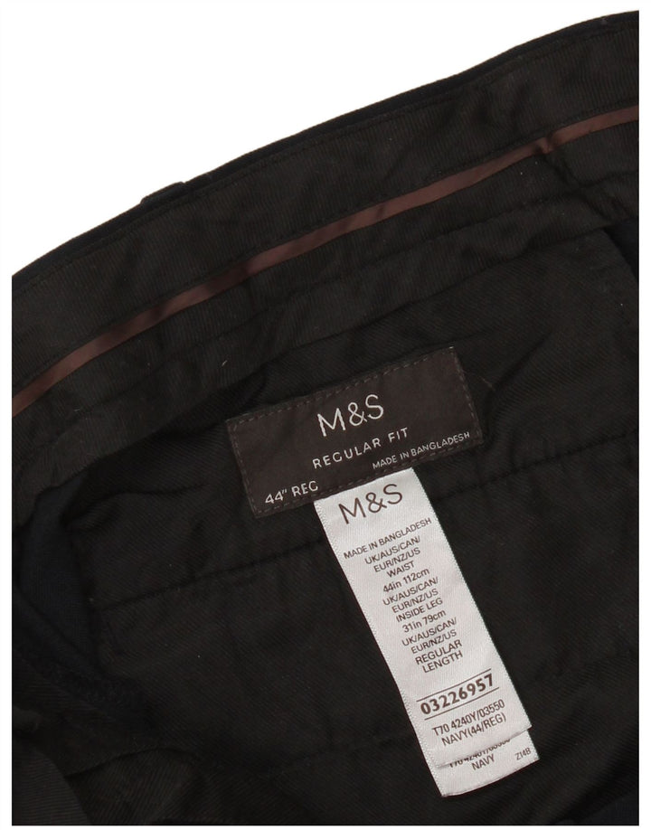 Marks & Spencer Pantalones casuales de corte regular para hombre W44 L31 Azul marino