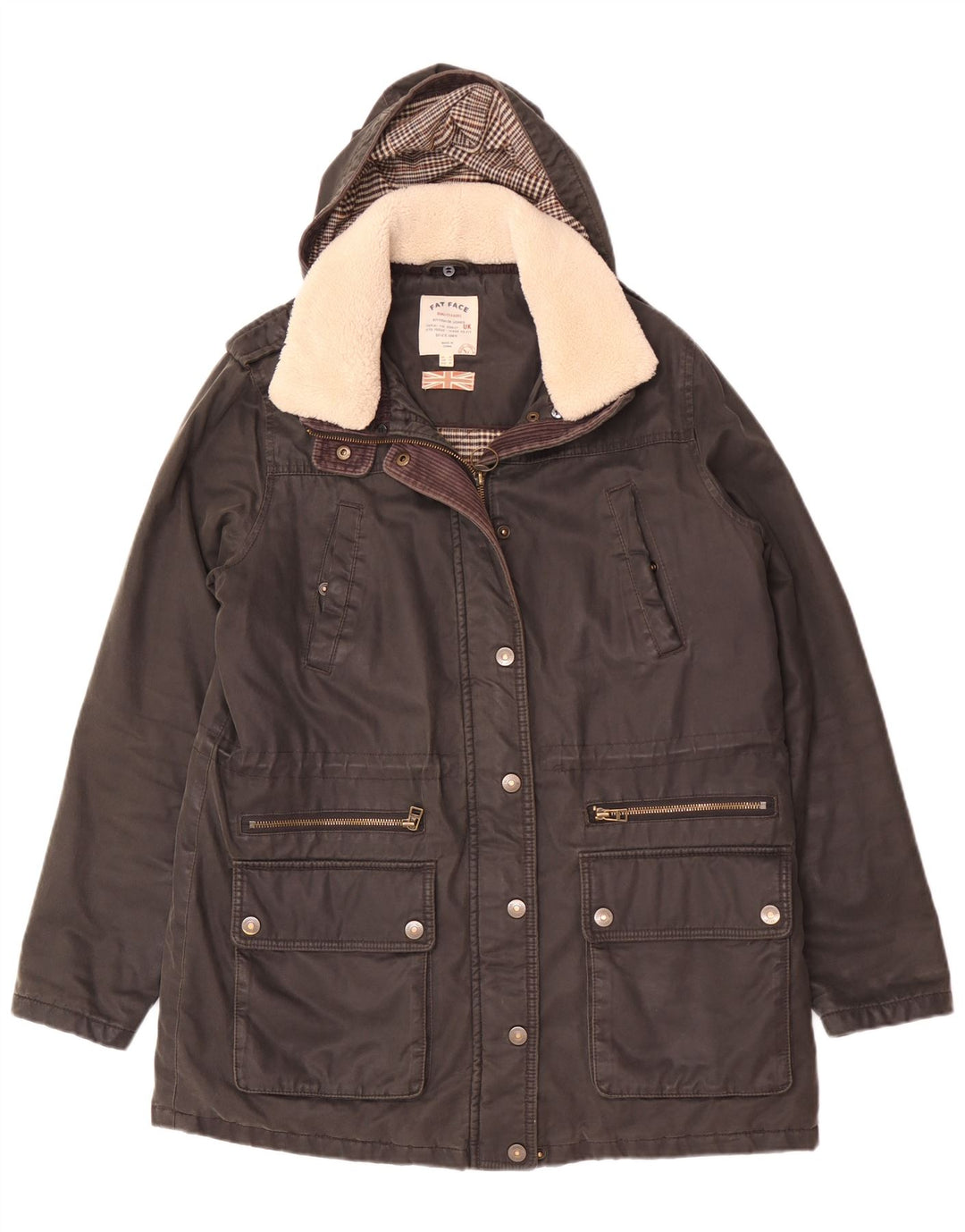 Parka con capucha para mujer Fat Face UK 40 Medium Black Cotton