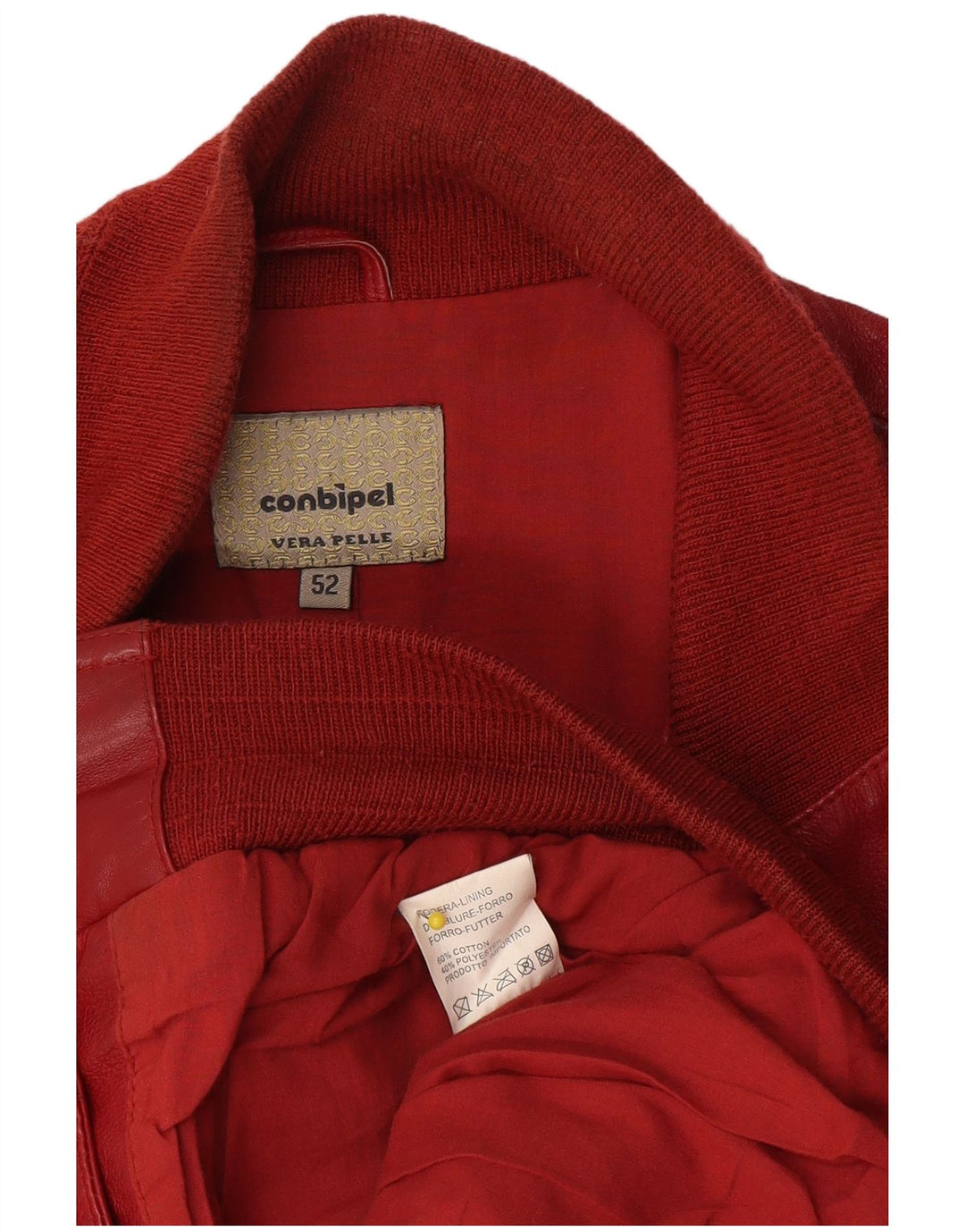 Conbipel Chaqueta de cuero para hombre IT 52 Cuero rojo grande