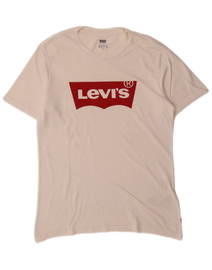 Levi's Camiseta gráfica para hombre Top Small White Cotton