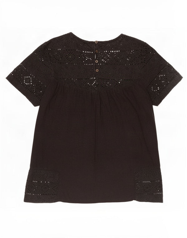 Blusa para mujer Fat Face UK 10 Small Black Floral Cotton