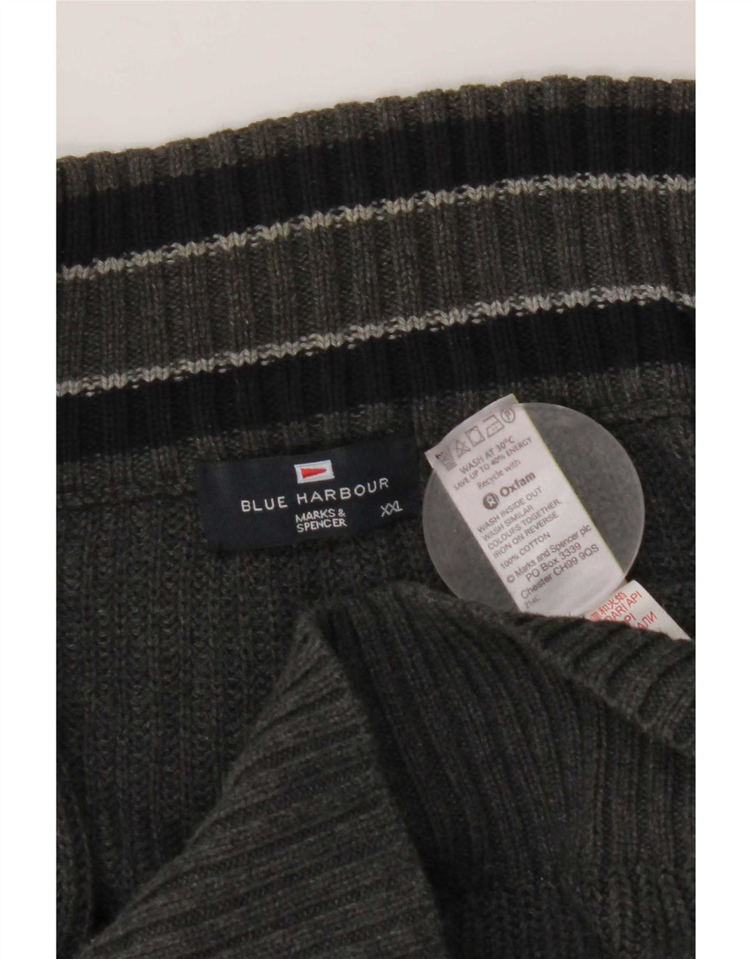 Marks & Spencer - Cárdigan azul para hombre, talla 2XL, algodón gris