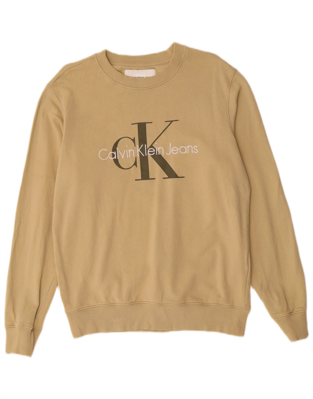 CALVIN KLEIN JEANS Sudadera gráfica para hombre Jersey de algodón beige medio