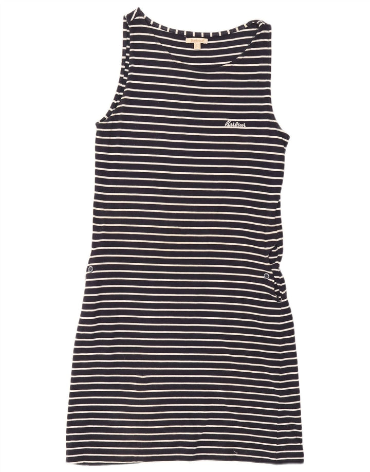 BARBOUR Vestido tipo camiseta sin mangas para mujer UK 40 Mediano Azul marino a rayas