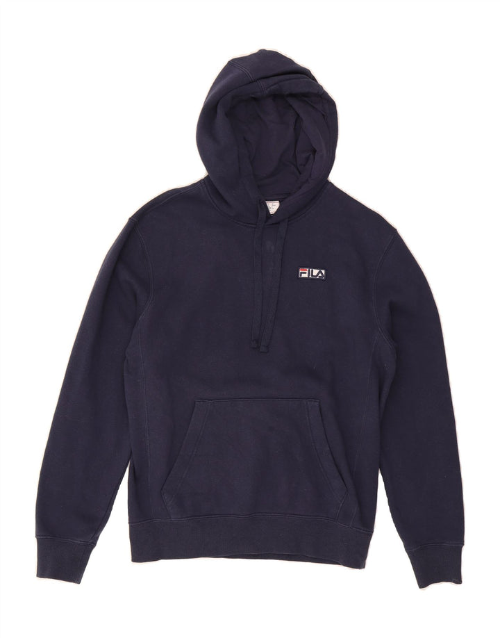 FILA Mens Hoodie Jumper Small Navy Blue Cotton Vintage Fila and Second-Hand Fila from Messina Hembry 