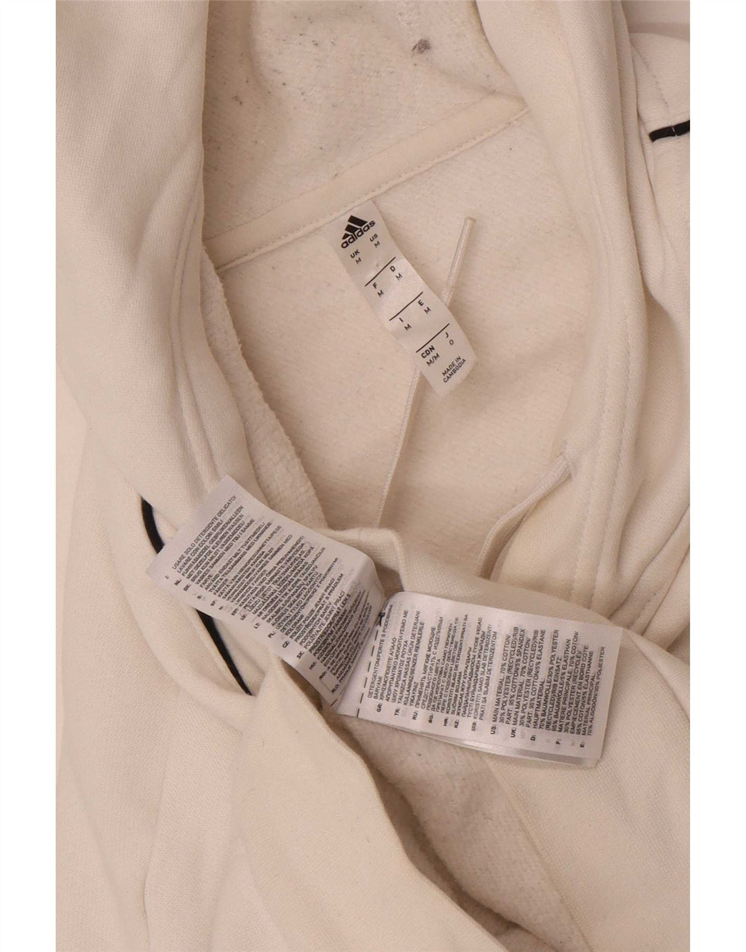 Adidas Hombre Sudadera Con Capucha Jumper Medio Blanco Algodón