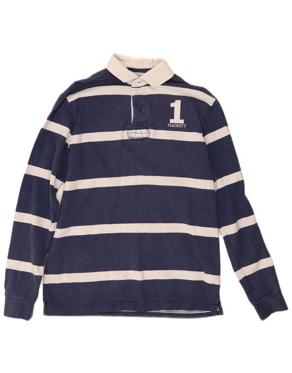 Hackett Polo De Rugby De Manga Larga Para Hombre Pequeño Azul Marino A Rayas