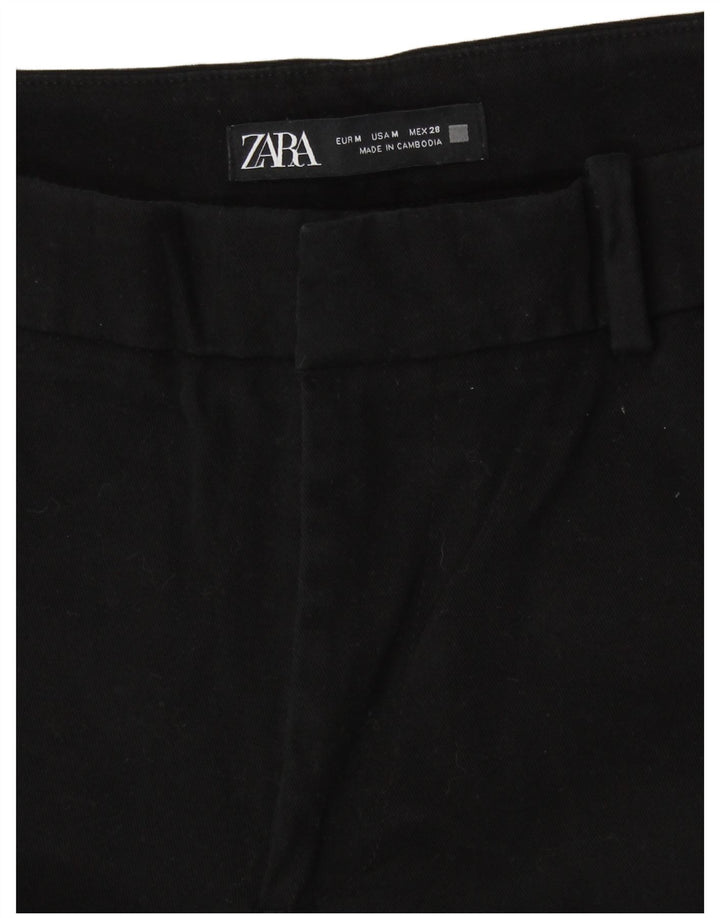 Zara Mujer Pantalones Cortos Rectos Medianos W28 L26 Algodón Negro