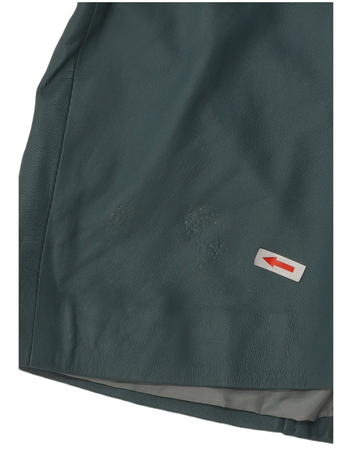 Via Appia Abrigo de cuero extragrande para mujer UK 44 Cuero azul medio