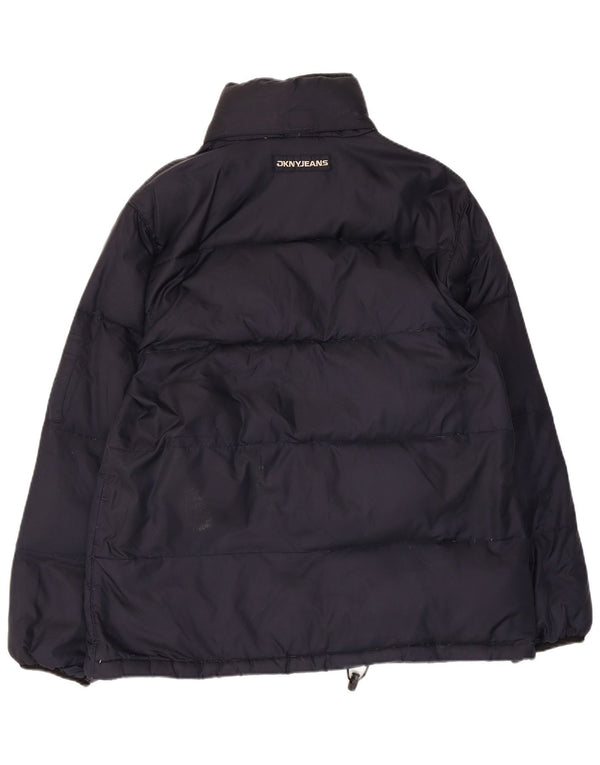 Dkny Chaqueta acolchada extragrande para mujer UK 10 Small Nylon azul marino