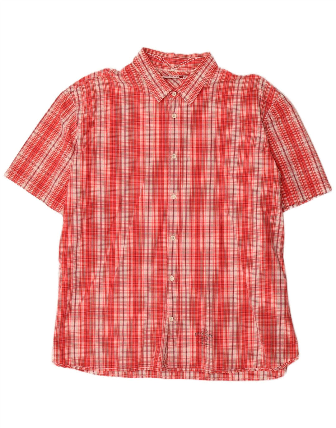 Levi's Camisa de manga corta Denizen para hombre, talla 2XL, algodón a cuadros rojos