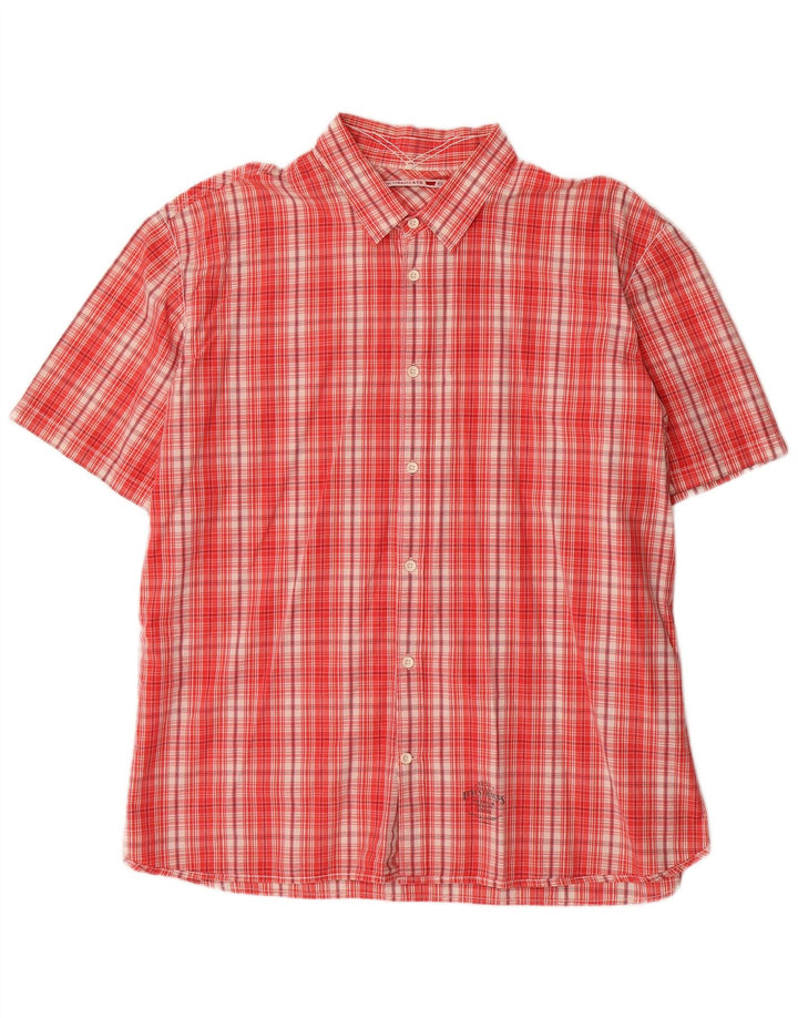 Levi's Camisa de manga corta Denizen para hombre, talla 2XL, algodón a cuadros rojos