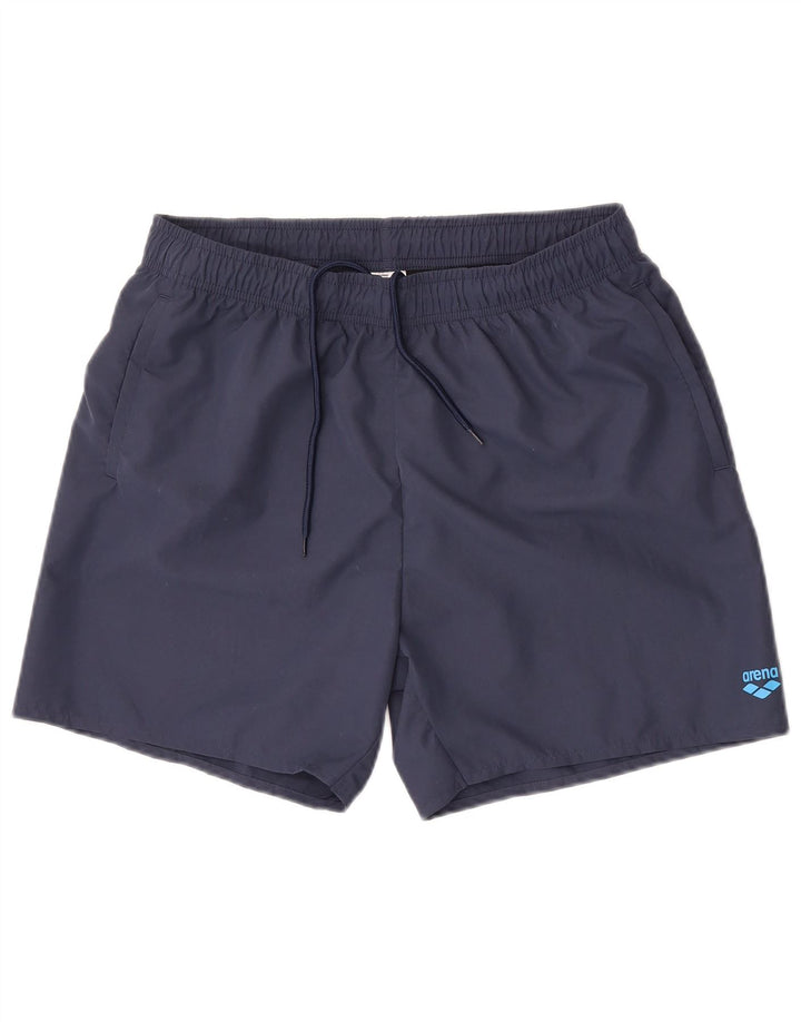 Arena - Pantalones cortos deportivos para hombre, talla grande, poliéster azul marino