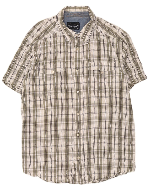 Wrangler Camisa de manga corta para hombre, ajuste regular, 2XL, algodón a cuadros verdes