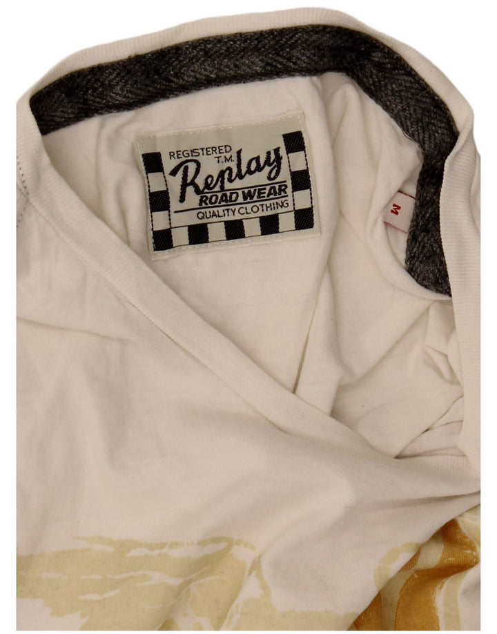 Replay Camiseta gráfica para hombre Top mediano blanco