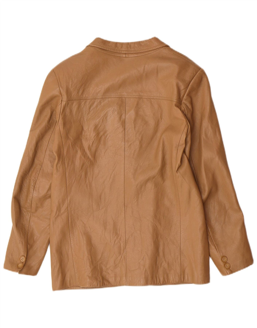 Vintage mujer 2 botones Blazer chaqueta IT 44 medio beige cuero clásico