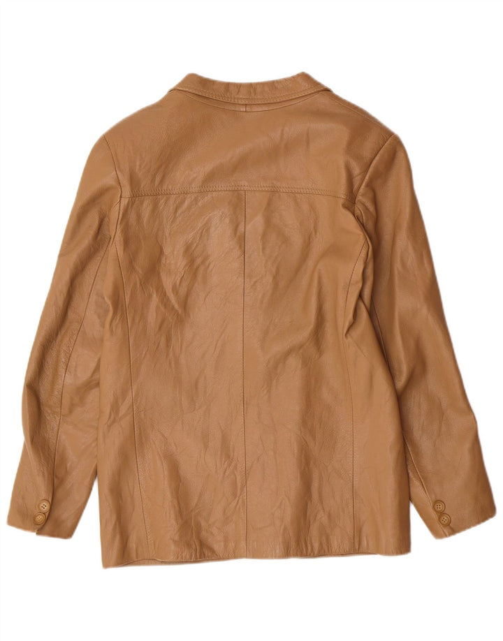 Vintage mujer 2 botones Blazer chaqueta IT 44 medio beige cuero clásico