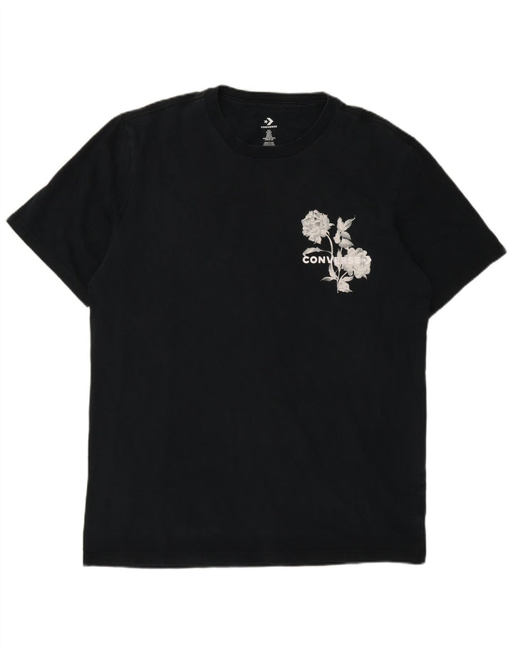 Converse - Camiseta gráfica para hombre, talla grande, algodón negro