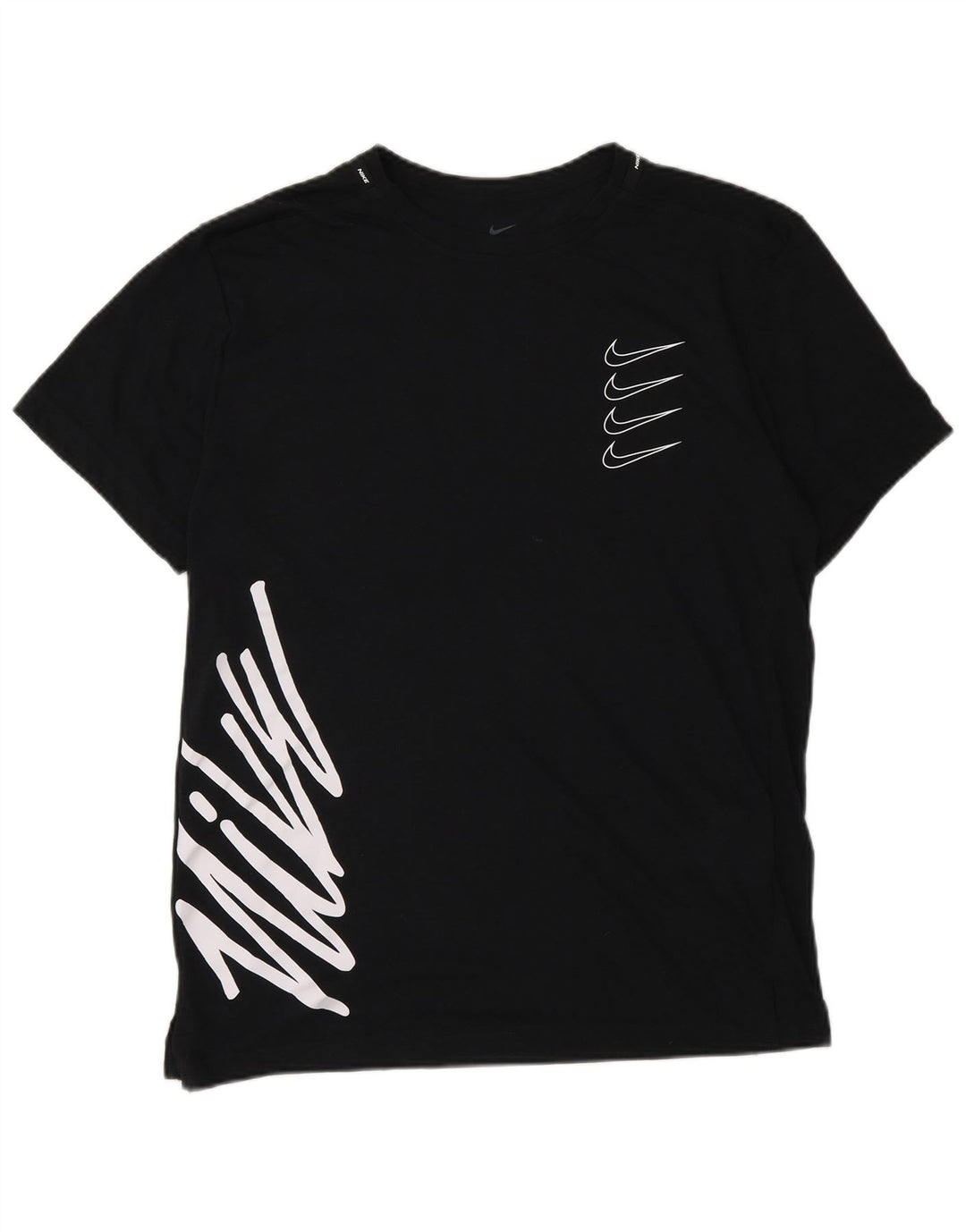 Nike Camiseta Dri Fit Standard Fit Graphic para hombre, talla pequeña, poliéster negro