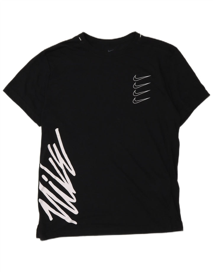 Nike Camiseta Dri Fit Standard Fit Graphic para hombre, talla pequeña, poliéster negro