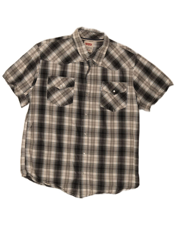 Levi's Camisa Moderna De Manga Corta De Algodón A Cuadros Gris Grande Para Hombre