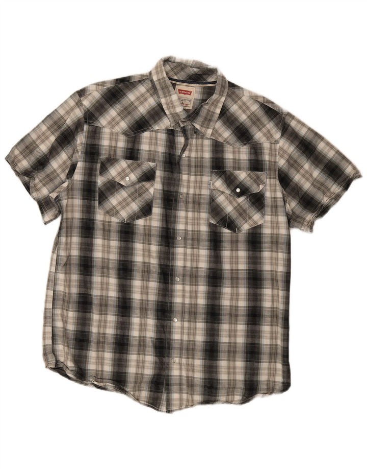Levi's Camisa Moderna De Manga Corta De Algodón A Cuadros Gris Grande Para Hombre