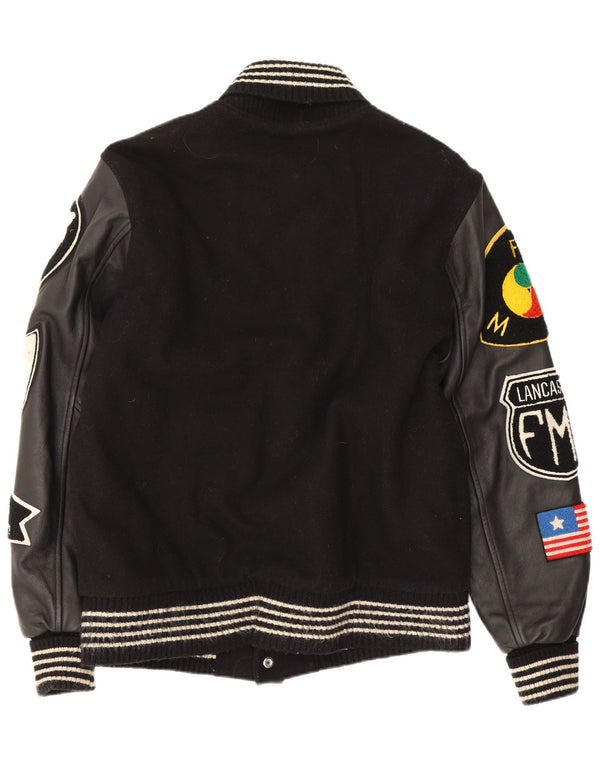 Franklin Marshall Chaqueta universitaria gráfica para hombre UK 36 Small Black Colourblock