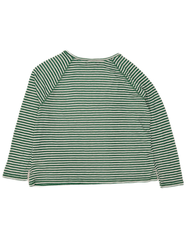Marks & Spencer Top para mujer de manga larga UK 46 Grande Algodón a rayas verdes