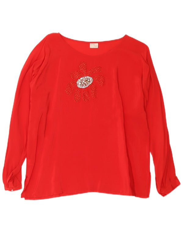 Blusa Mujer Ines Top IT 46 Grande Acetato Floral Rojo