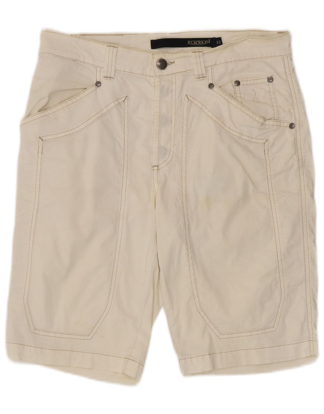 Jeckerson Bermudas para Hombre W32 Medium Off White Cotton
