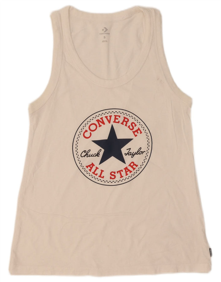 Converse Mujer Gráfico Chaleco Top UK 8 Pequeño Blanco